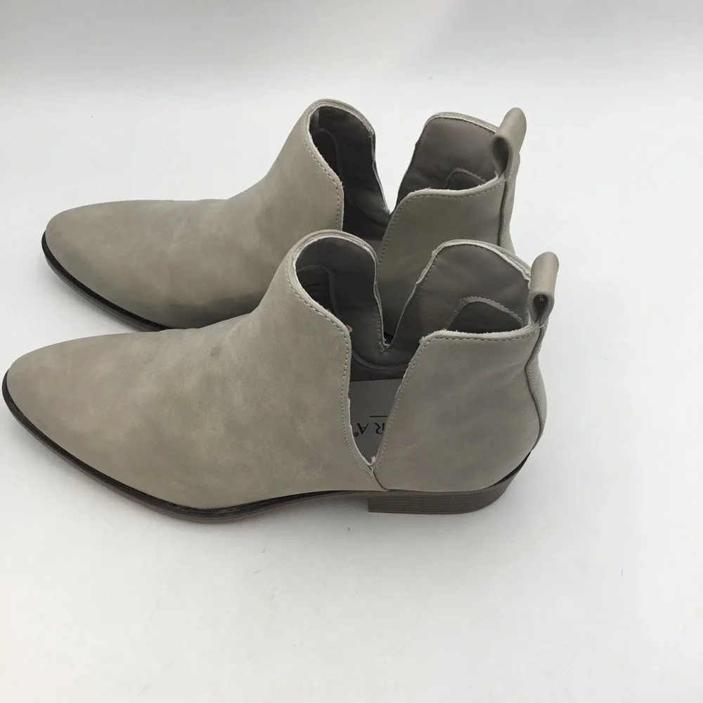 Serra Womens Side Cutout Ankle Booties Light Gray Taupe Pointed Toe Size 10